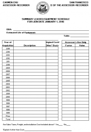 Summary Leased Equipment Schedule 