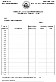 Summary Leased Equipment Schedule Summary Leased Equipment Schedule