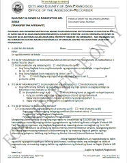 Transfer Tax Affidavit (Tagalog - salaysay sa buwis sa paglipat ng ari-arian)